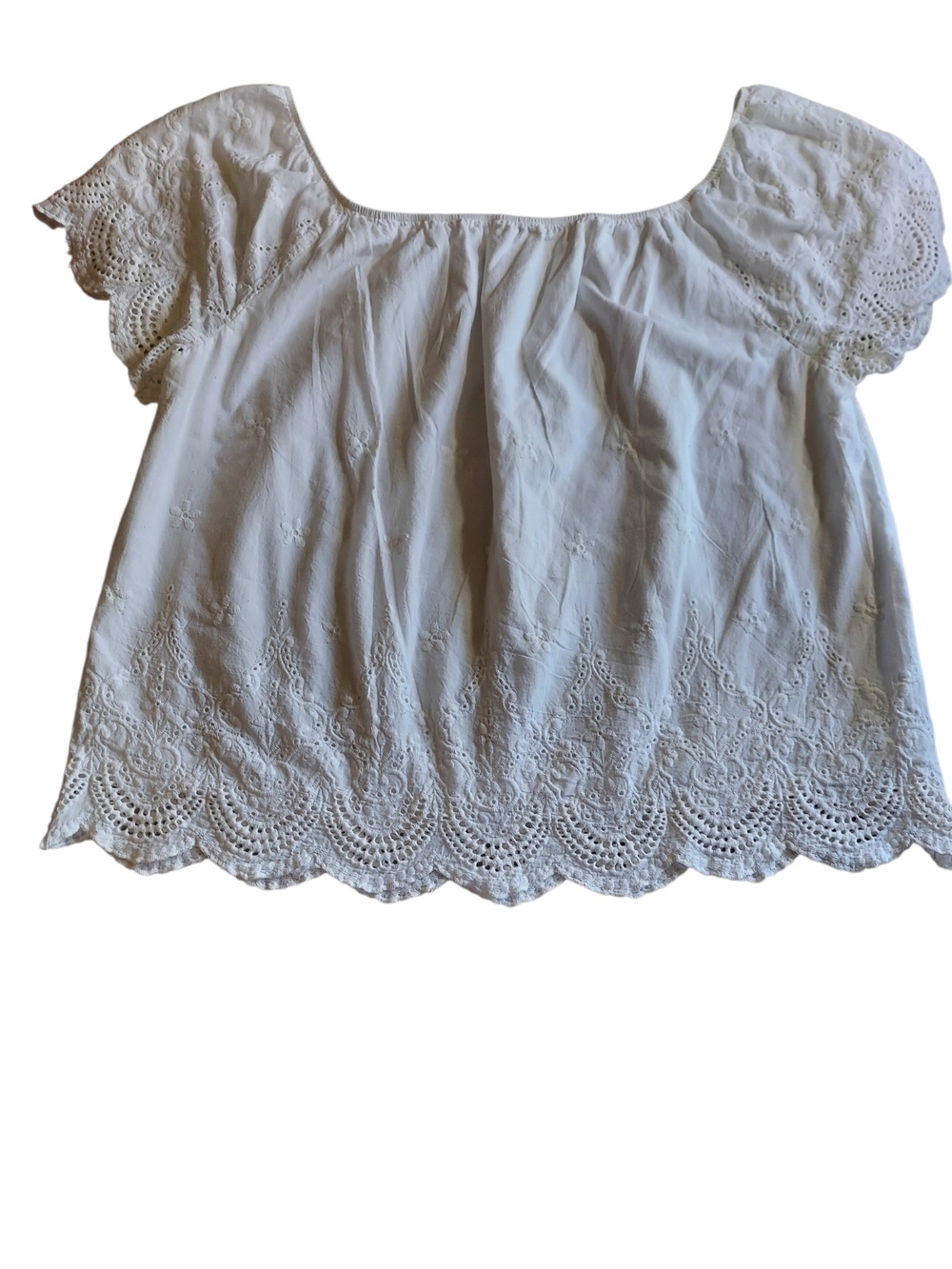 BKK Chance White Eyelet Embroidered Peasant Blouse 3X Boho Cottagecore Top - Picture 3 of 7